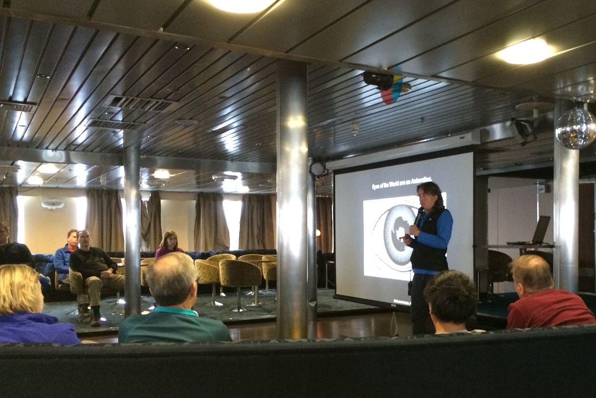 07B Enjoying A Lecture From One Of The Experts On Quark Expeditions Ocean Endeavour Cruise Ship Heading To Antarctica